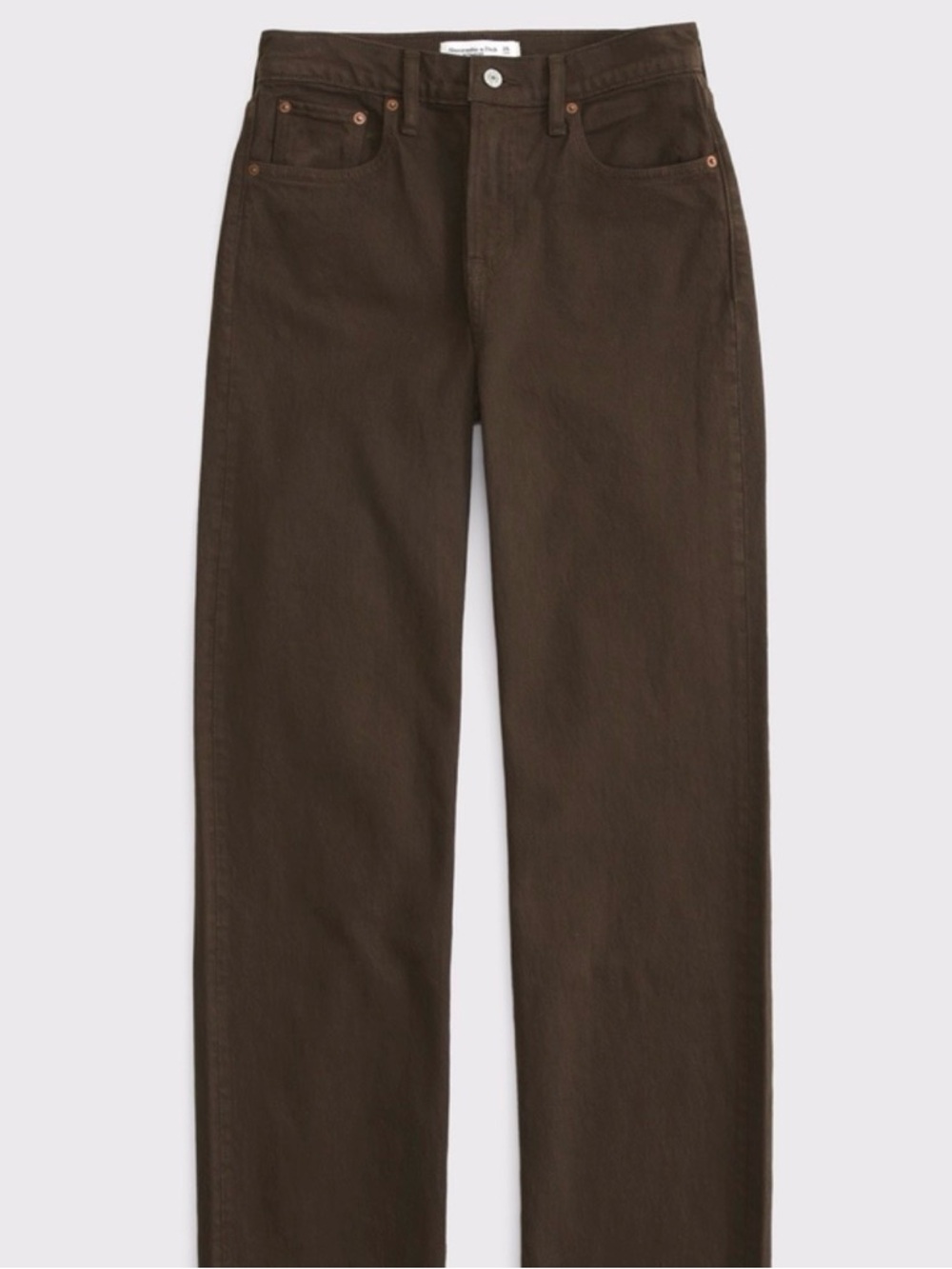 Abercrombie & Fitch Women's Mid-Rise Straight Leg Jeans in Dark Brown - Picture 2 of 8